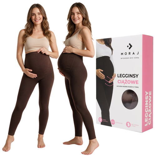 Legginsy ciążowe damskie z wysokim panelem na brzuszek