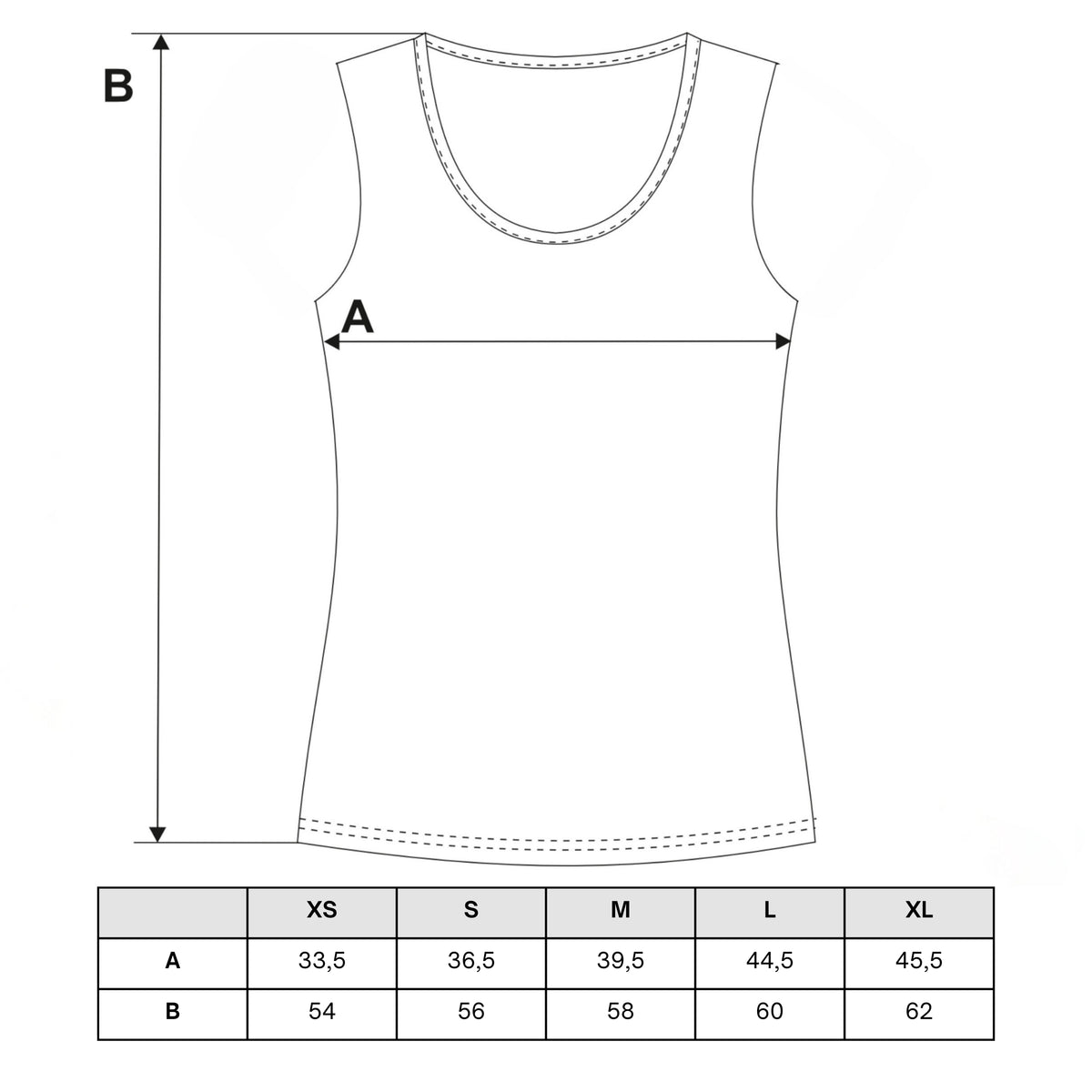 Tabela rozmiarów — Koszulka damska top z krótkim rękawem bluzka t-shirt