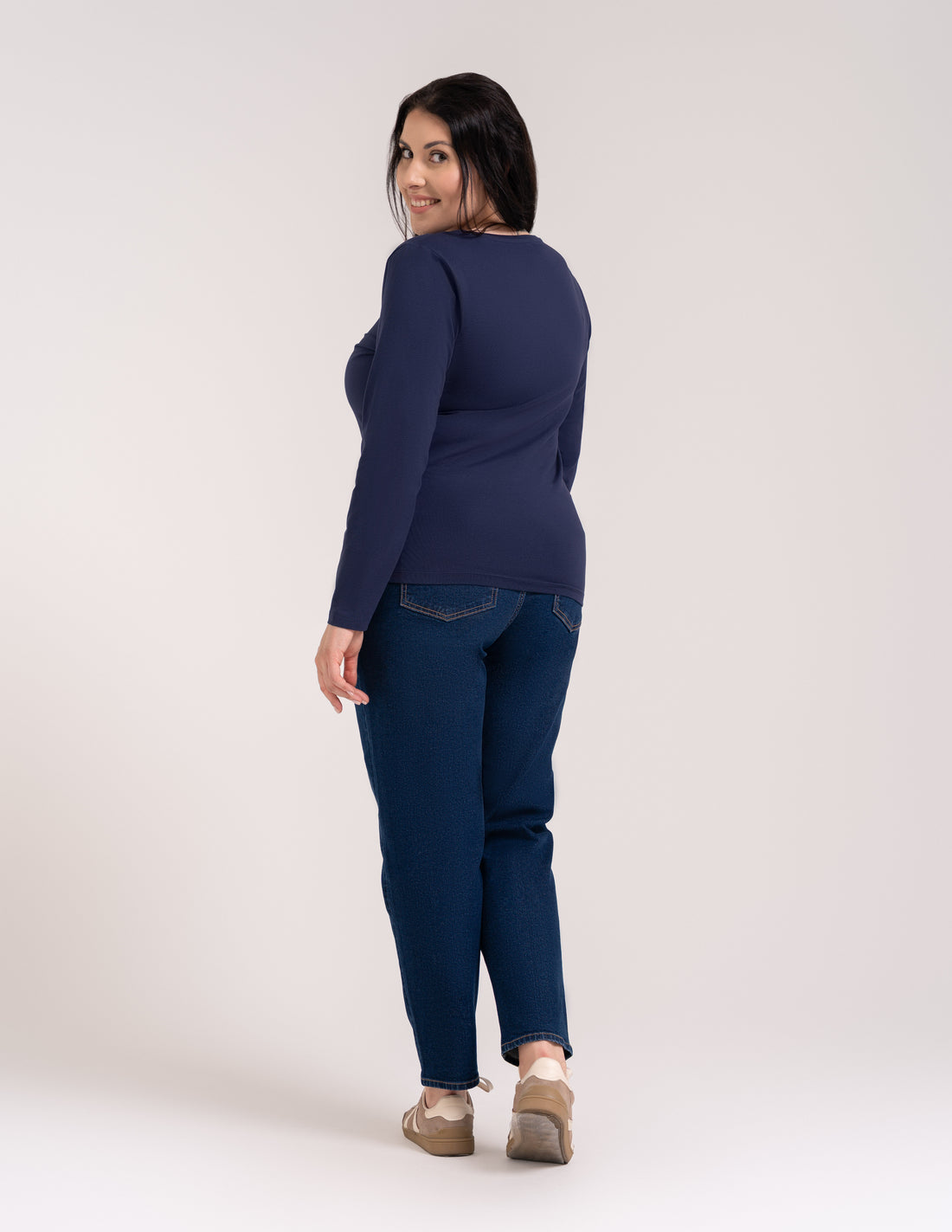 Bluzka damska longsleeve bawełna slim basic dopasowana