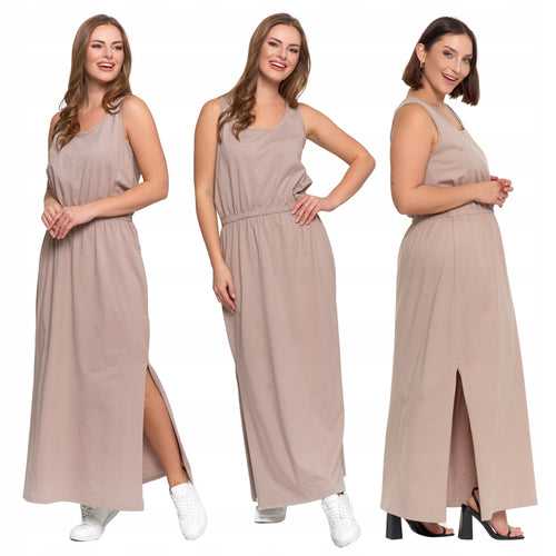 Elegancka sukienka damska maxi z rozcięciem długa suknia na lato