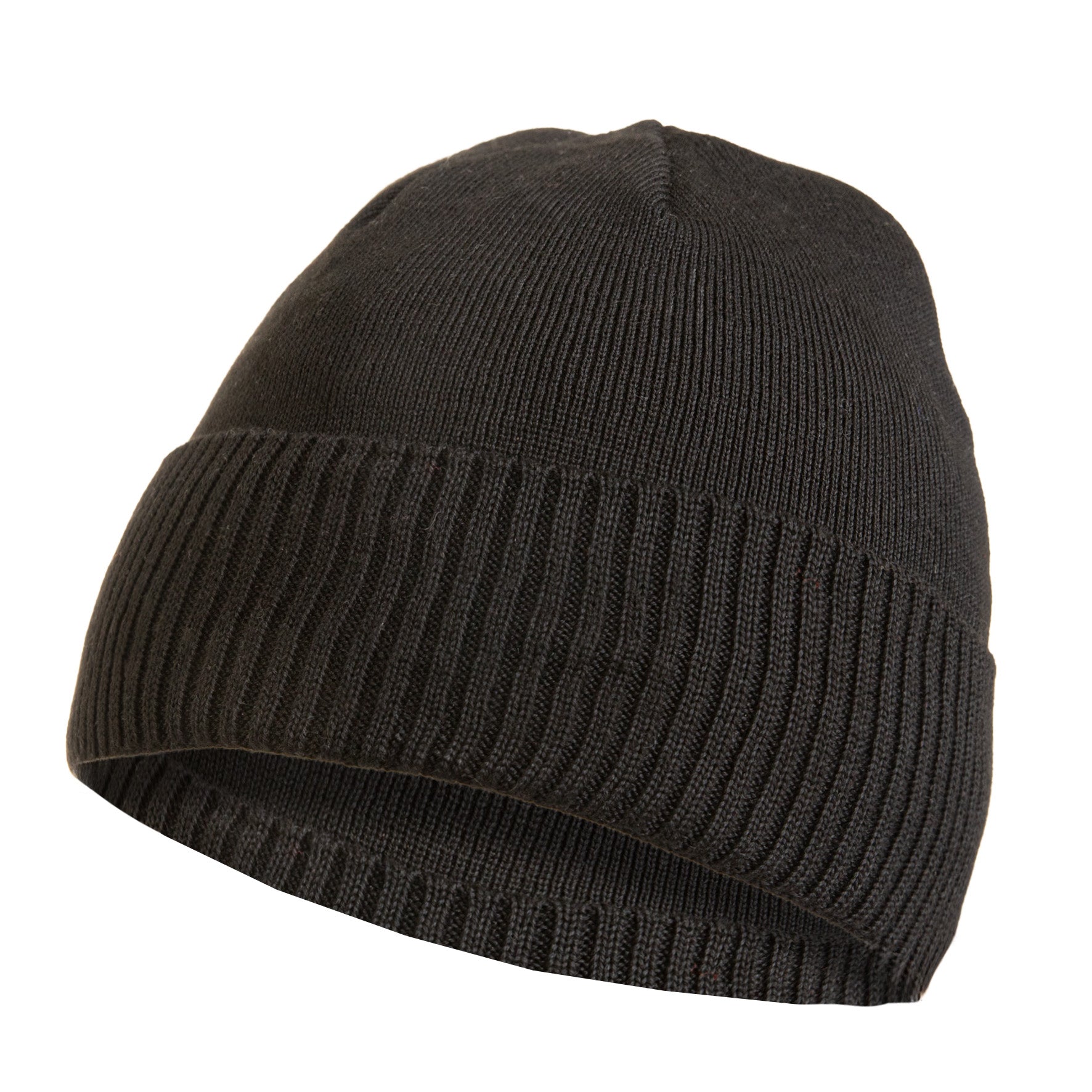 Czapka męska zimowa klasyczna beanie z prążkowanym wywinięciem