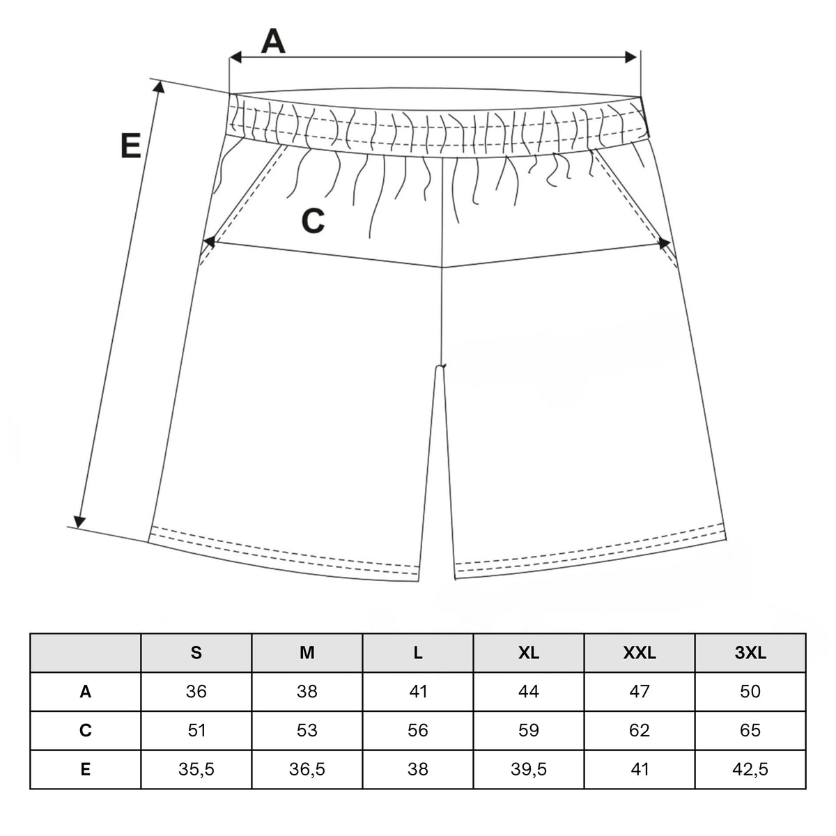 Tabela rozmiarów — Szorty damskie bawełniane – comfort fit – regulacja w pasie