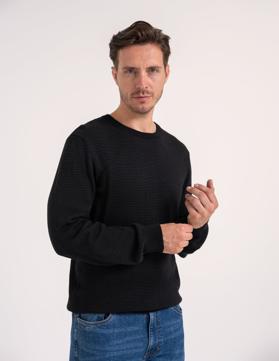 Sweter męski bawełniany z okrągłym dekoltem