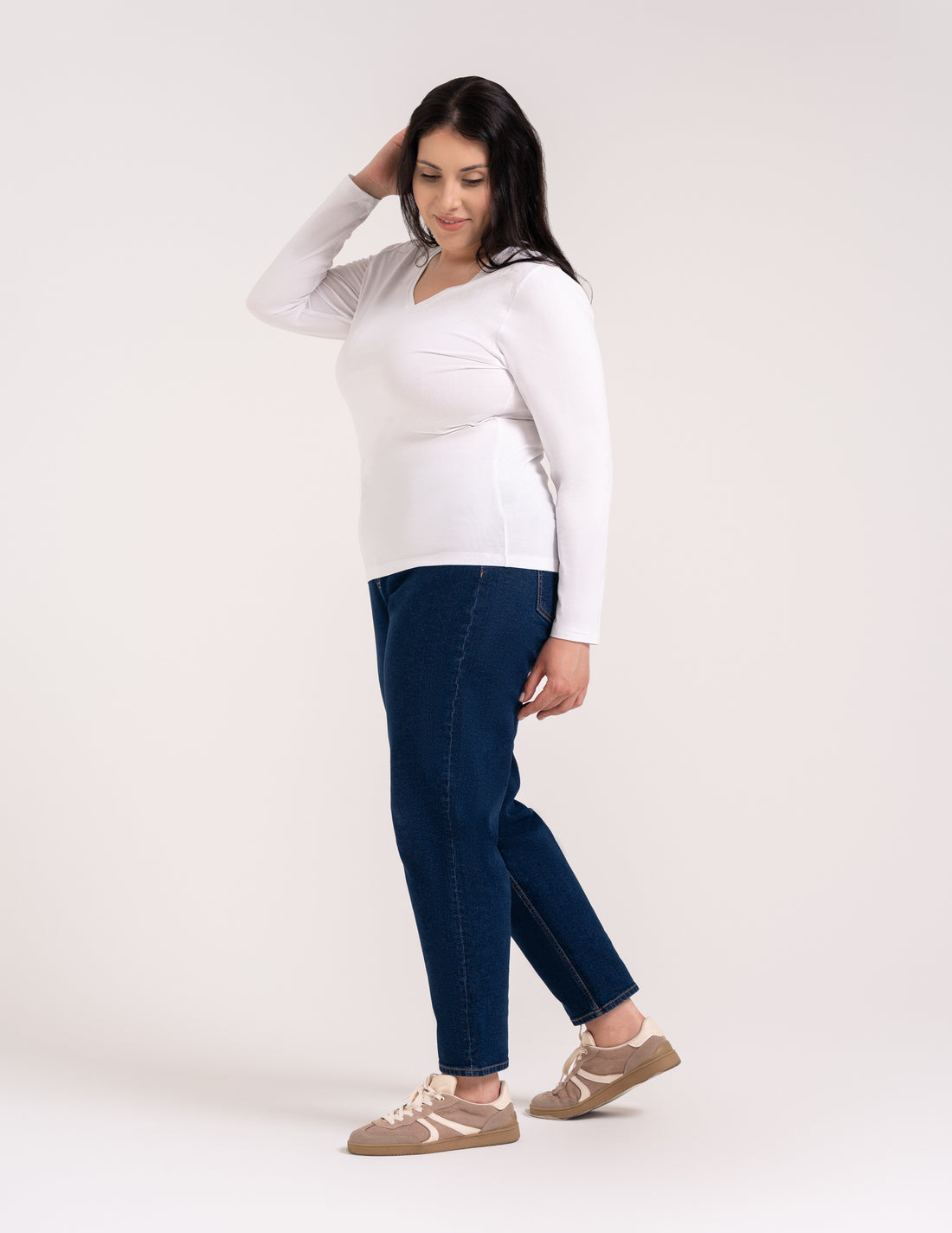 Bluzka damska longsleeve bawełna slim basic dopasowana