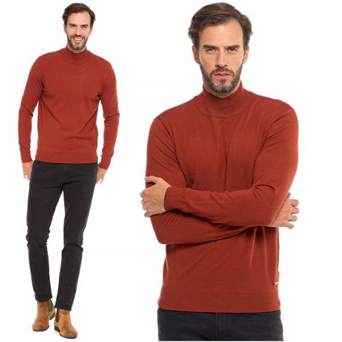 Elegancki sweter męski półgolf klasyczny stylowy sweterek ze stójką