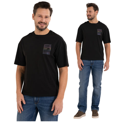 T-shirt męski oversize z holo nadrukiem koszulka krótki rękaw
