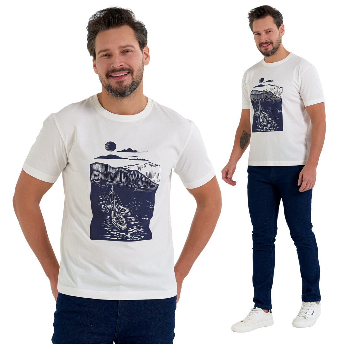 T-shirt męski z nadrukiem koszulka z krótkim rękawem klasyczna