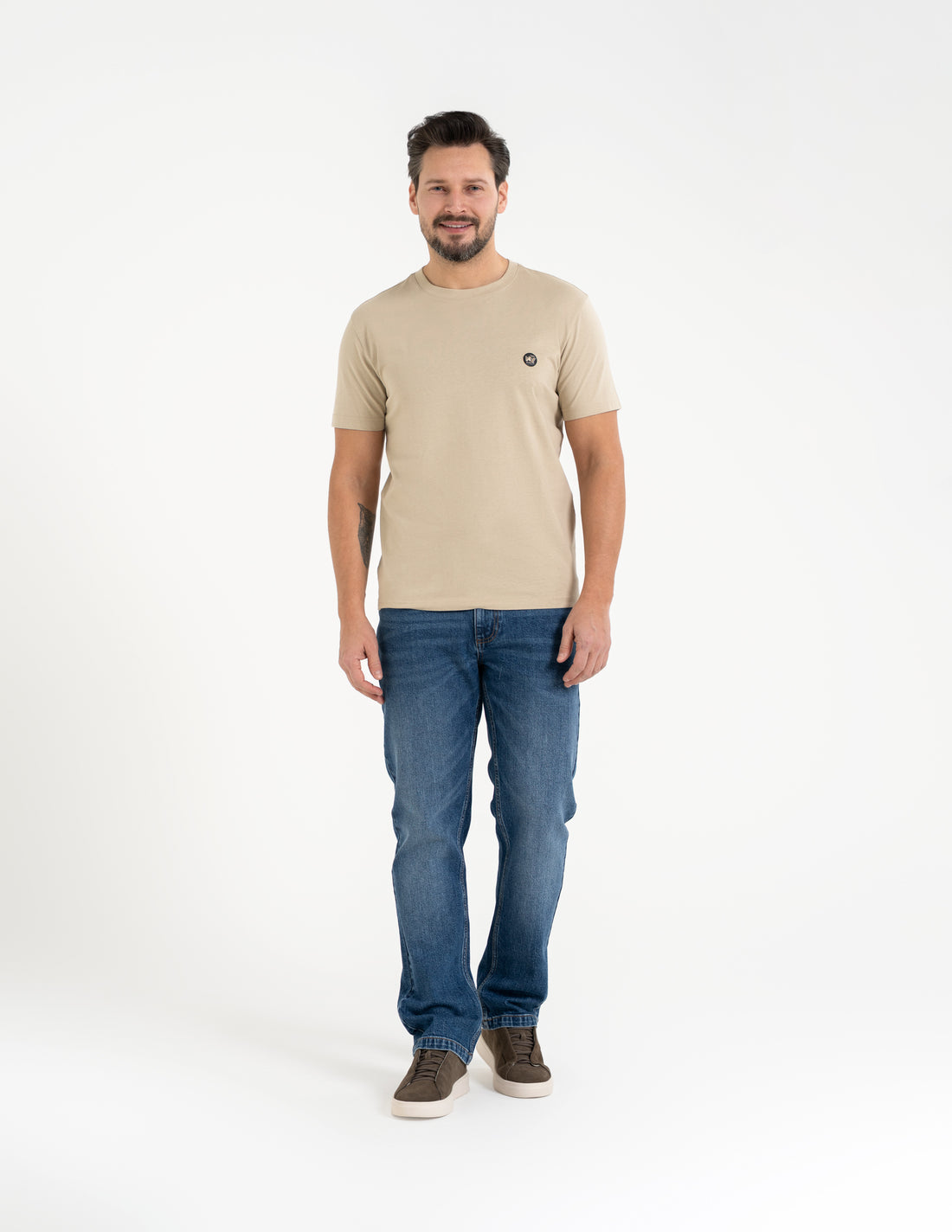 T-shirt męski klasyczny z naszywką wygodny bawełniana bluzka