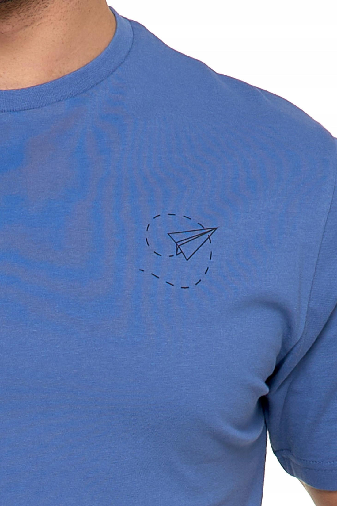 Koszulka męska klasyczny t-shirt niebieska bluzka na krótki rękaw