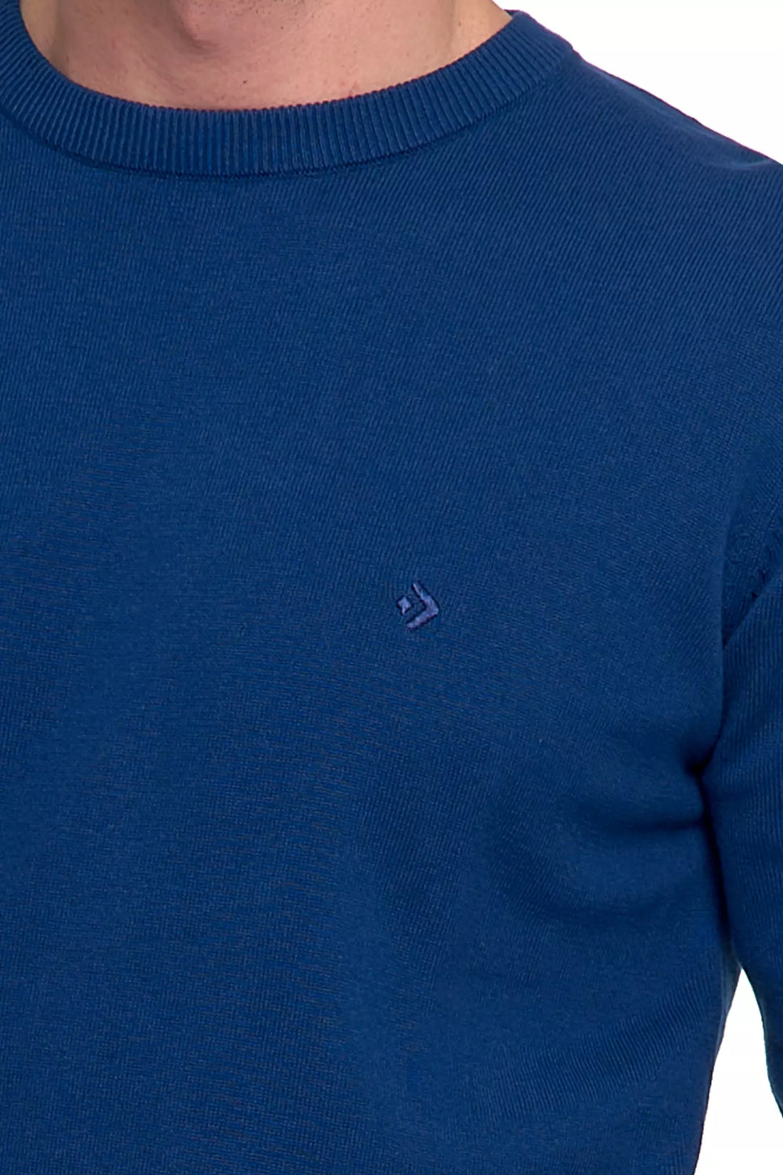Sweter męski elegancki klasyczny bawełniany okrągły dekolt gładki