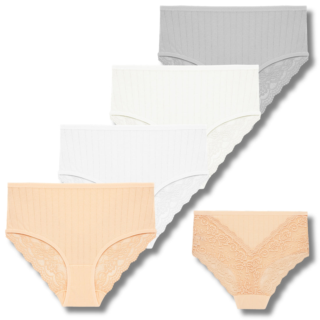 Majtki damskie z wysokim stanem figi maxi elegancka koronka 4-par
