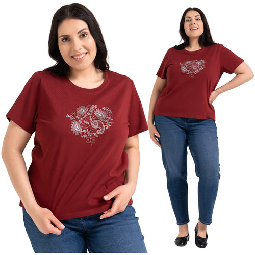 T-shirt damski bluzka z krótkim rękawem bawełniana z nadrukiem