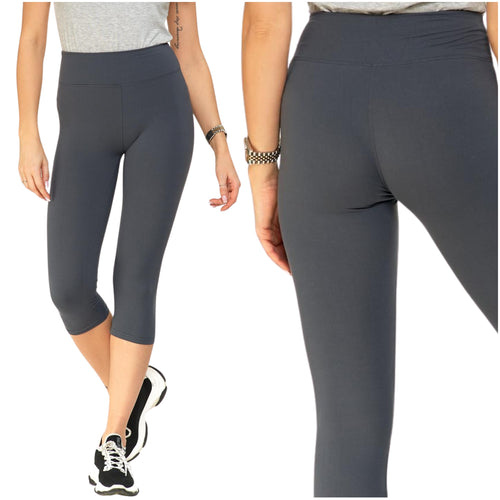 Legginsy damskie 3/4 klasyczne getry za kolano wysoki stan