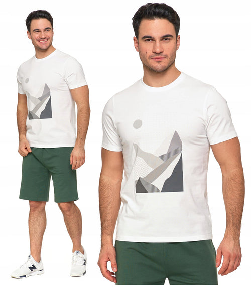 T-shirt męski klasyczny biały koszulka krótki rękaw z nadrukiem