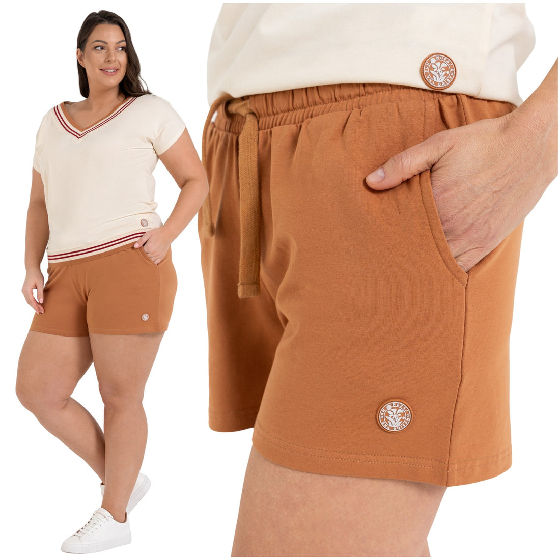 Szorty damskie bawełniane – comfort fit – regulacja w pasie