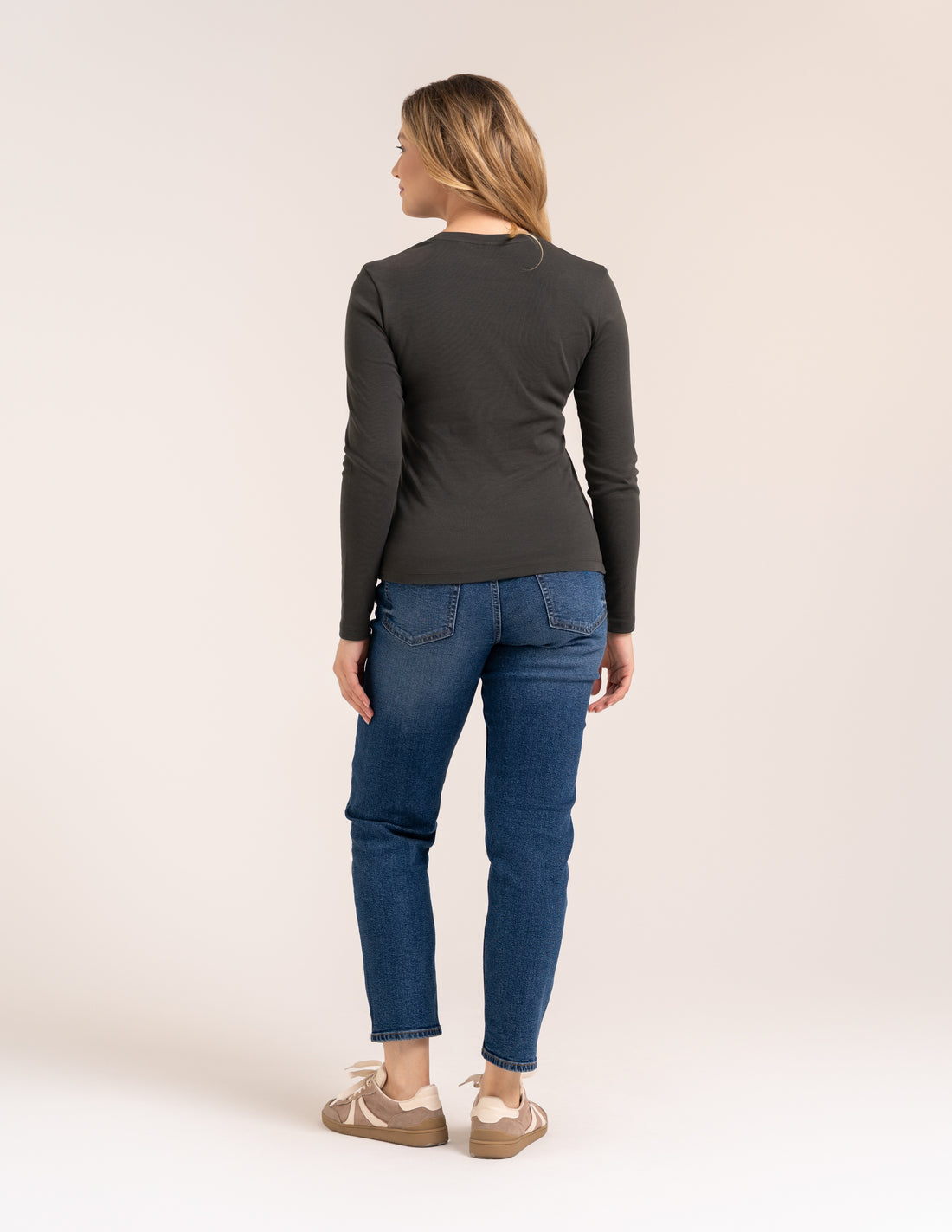 Bluzka damska longsleeve bawełna slim basic dopasowana