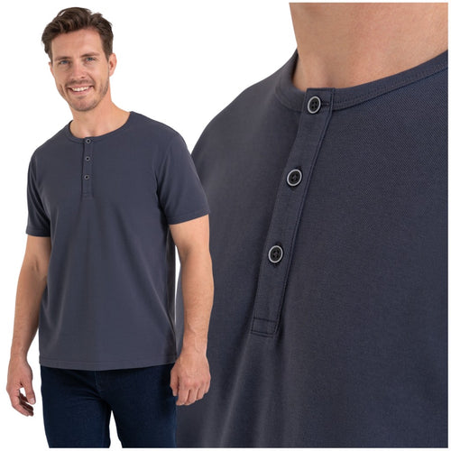 Męski t-shirt z dekoltem henley – krój regular fit