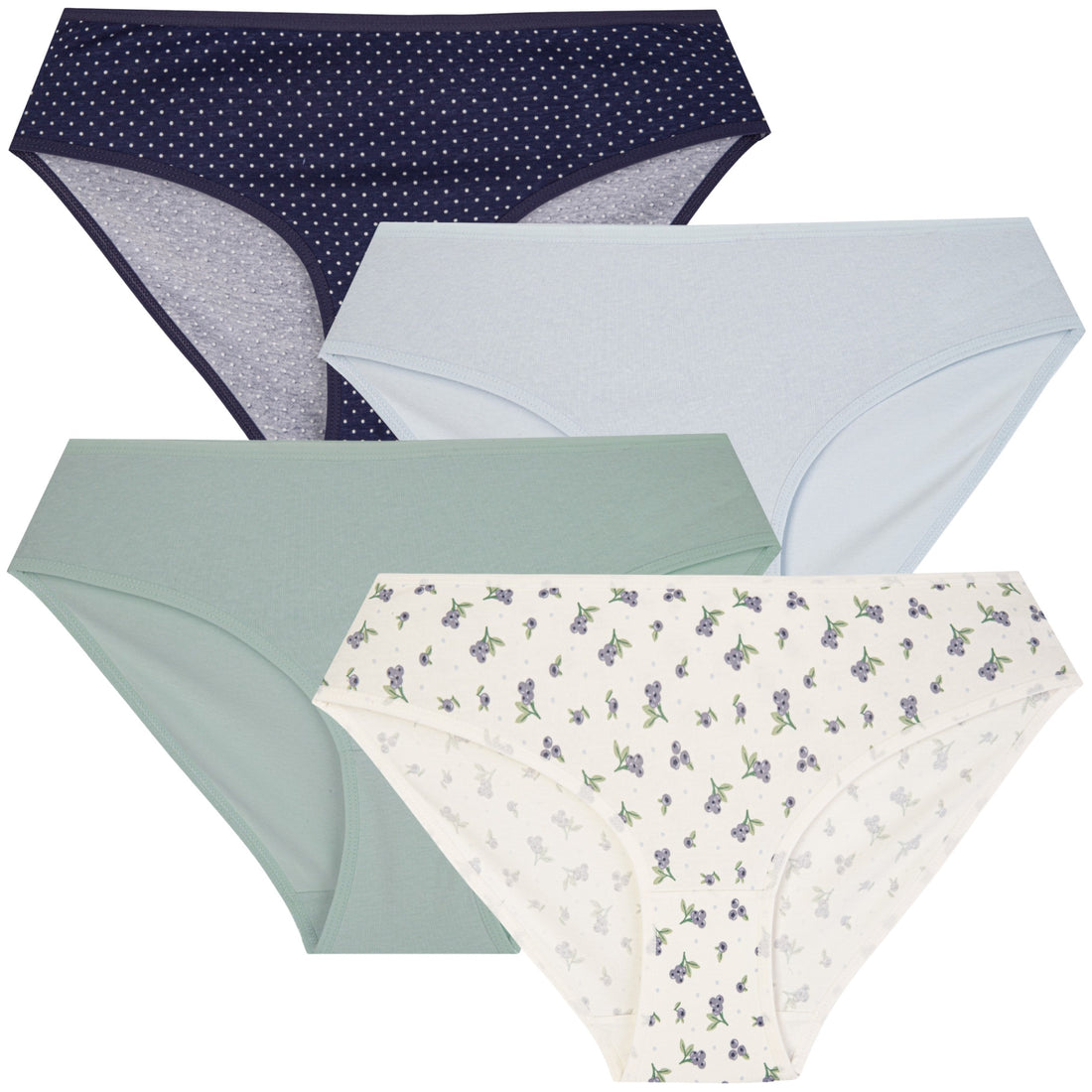 Figi damskie bikini klasyczne majtki gładkie bawełniane 4-par