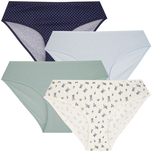 Figi damskie bikini klasyczne majtki gładkie bawełniane 4-par