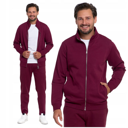 Bluza męska dresowa rozpinana ze stójką gładka z kieszeniami