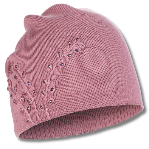 Czapka damska zimowa z kryształkami beanie klasyczna ciepła na jesień