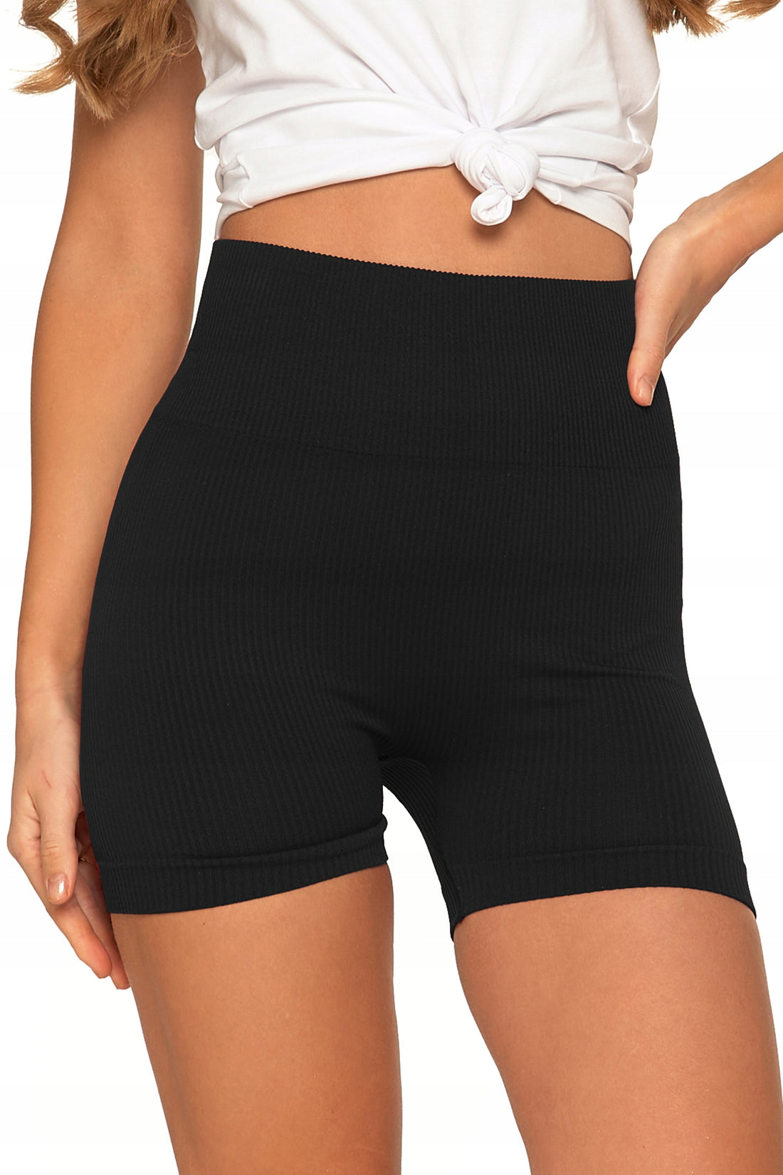 Kolarki legginsy bikery damskie push-up wysoki stan prążkowane