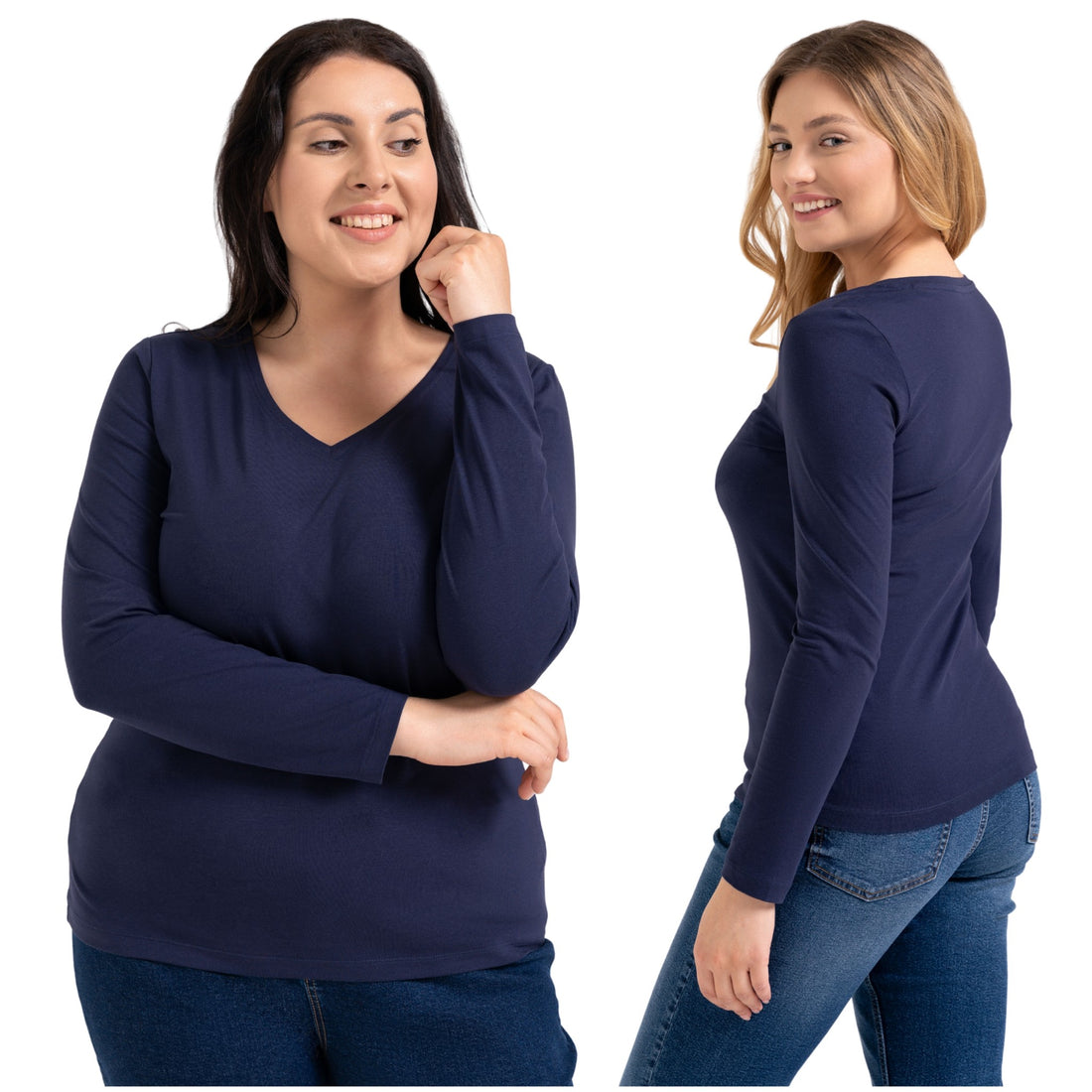 Bluzka damska longsleeve bawełna slim basic dopasowana