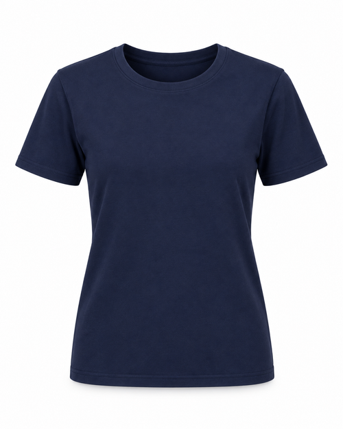 T-shirt damski klasyczny bluzka krótki rękaw granatowa koszulka