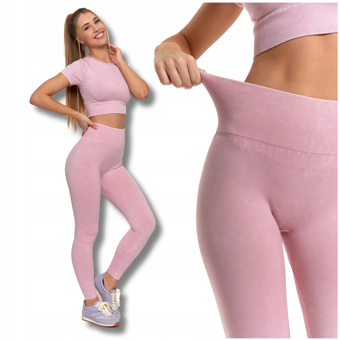 Legginsy damskie sportowe wysoki stan kryjące elastyczne wygodne