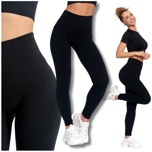 Legginsy damskie ocieplane getry z wysokim stanem i szeroki pas