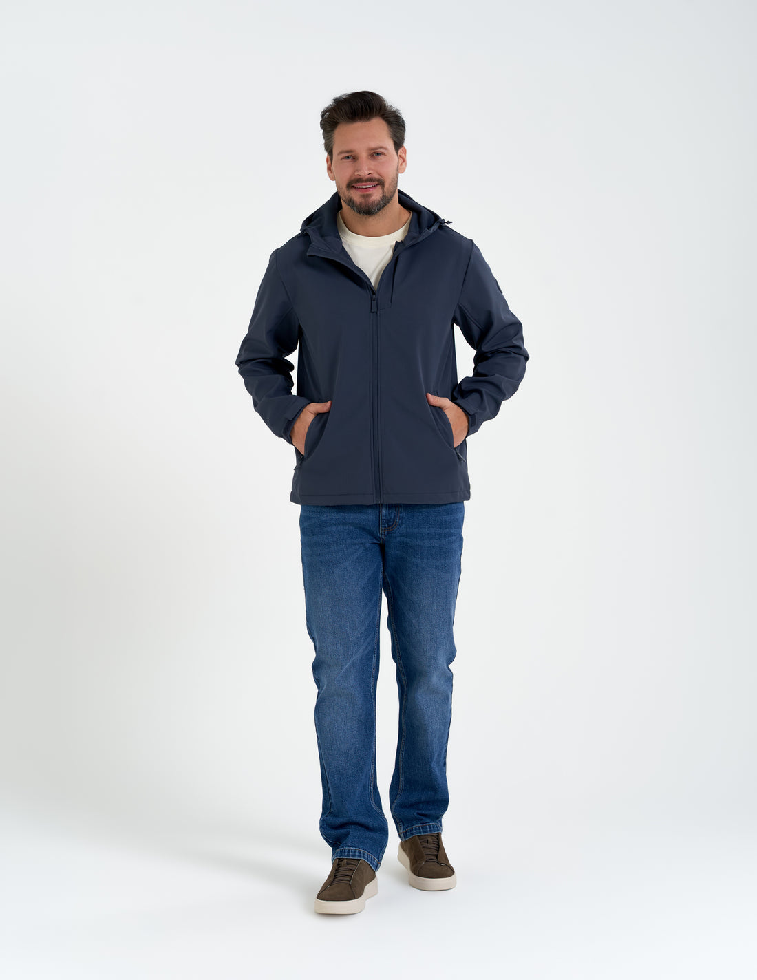 Kurtka męska softshell przeciwdeszczowa kaptur kieszenie na zamek