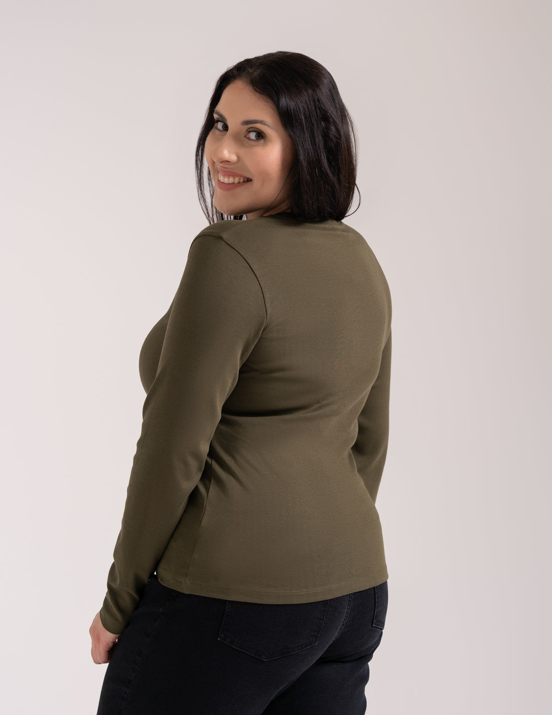 Bluzka damska longsleeve bawełna slim basic dopasowana