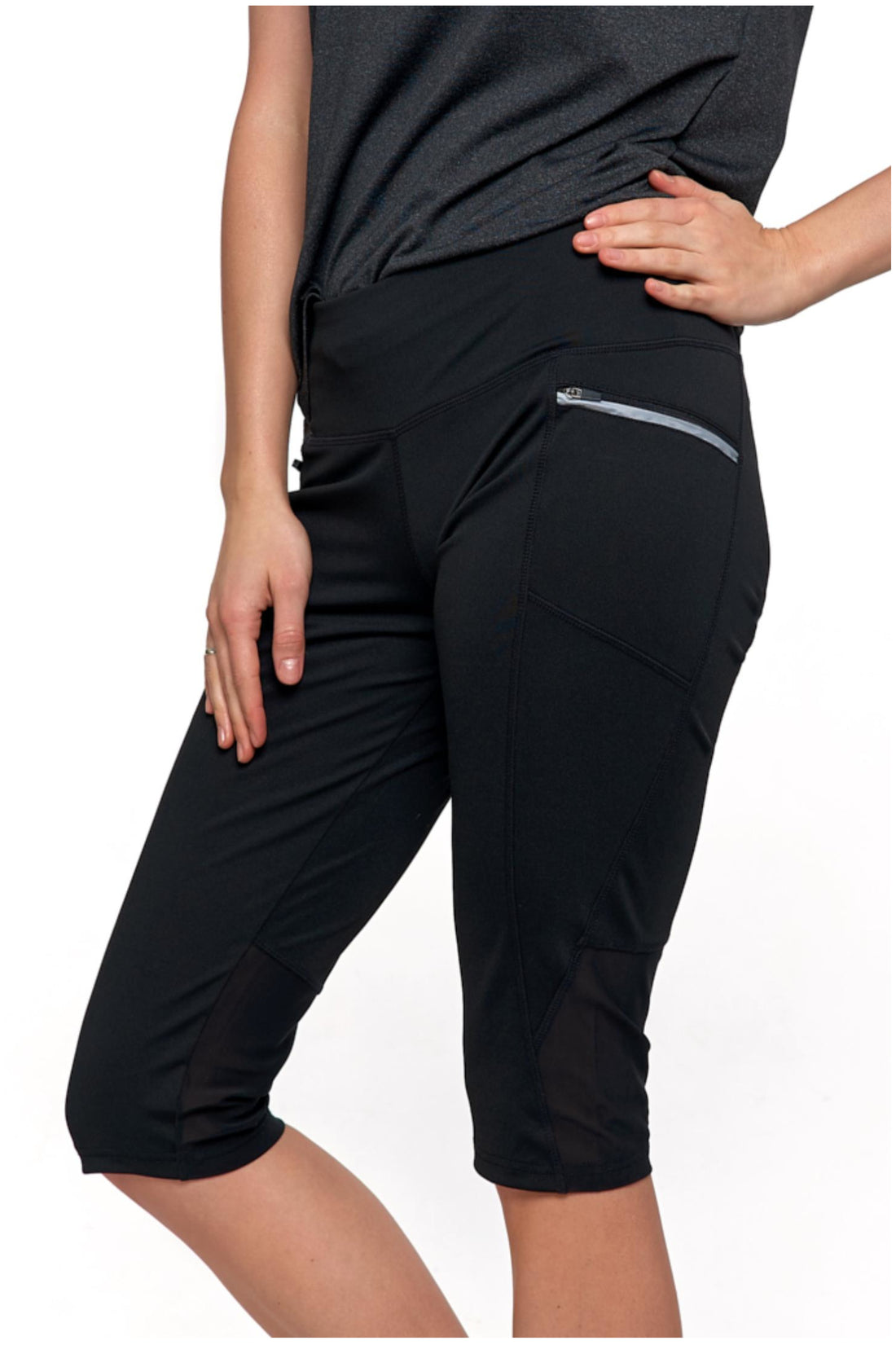 Legginsy 3/4 wysoki stan z kieszeniami