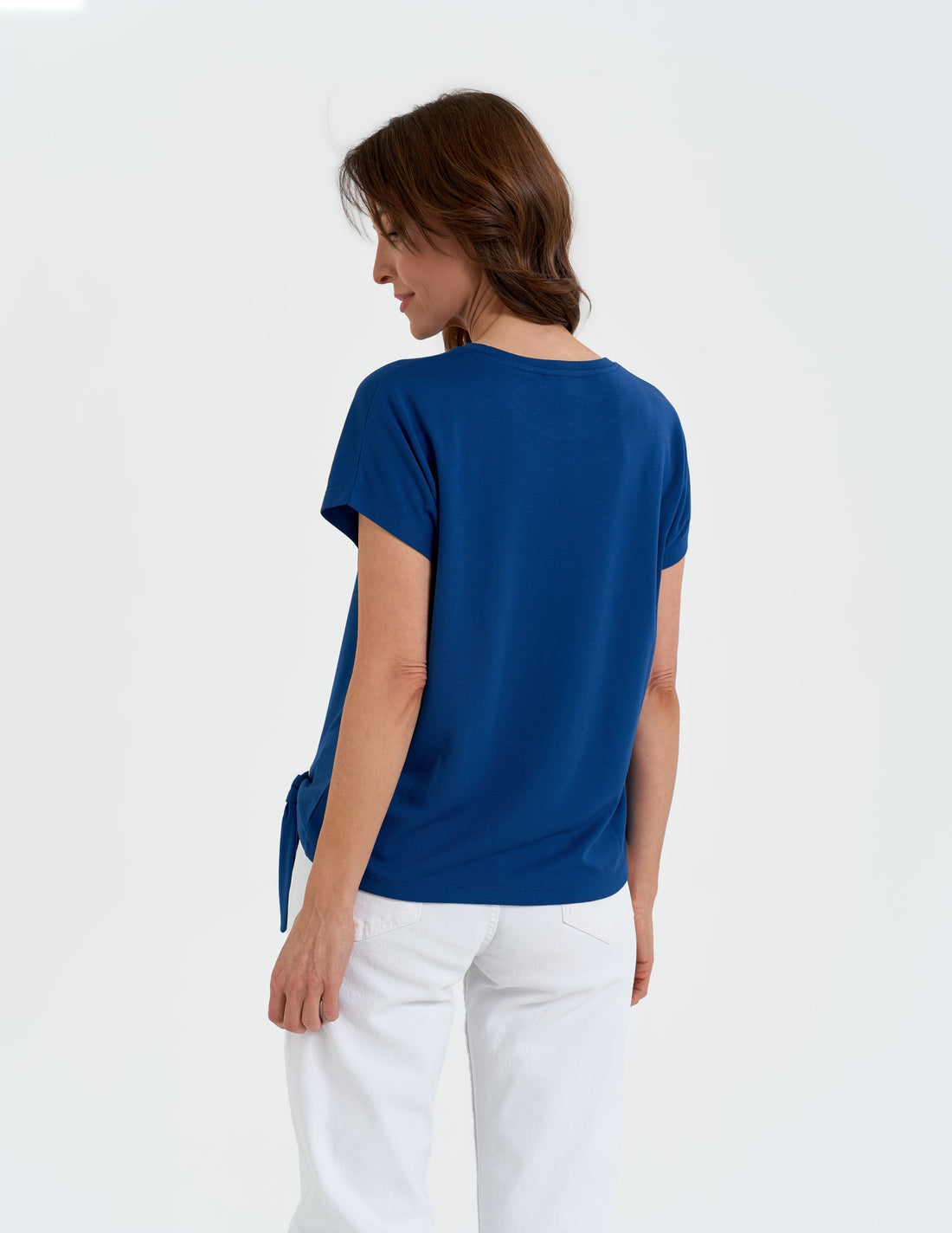 Bluzka damska z wiązaniem elegancki t-shirt wygodna koszulka