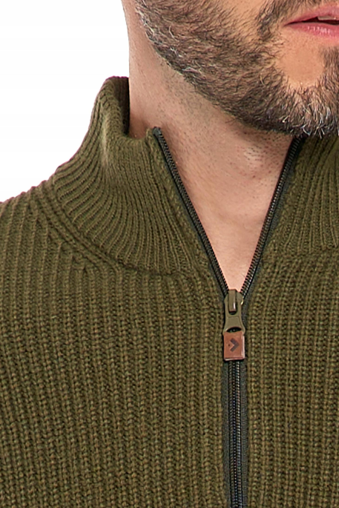Sweter męski ze stójką zapinany pod szyją elegancki sweterek ciepły