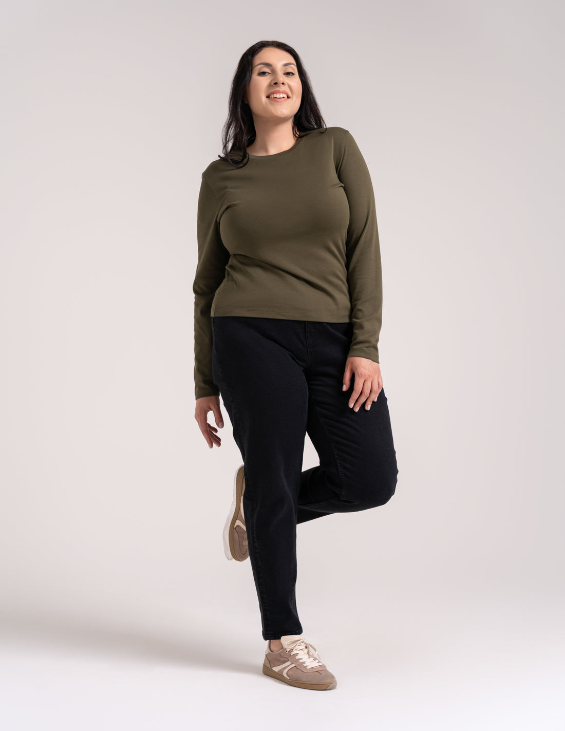 Bluzka damska longsleeve bawełna slim basic dopasowana