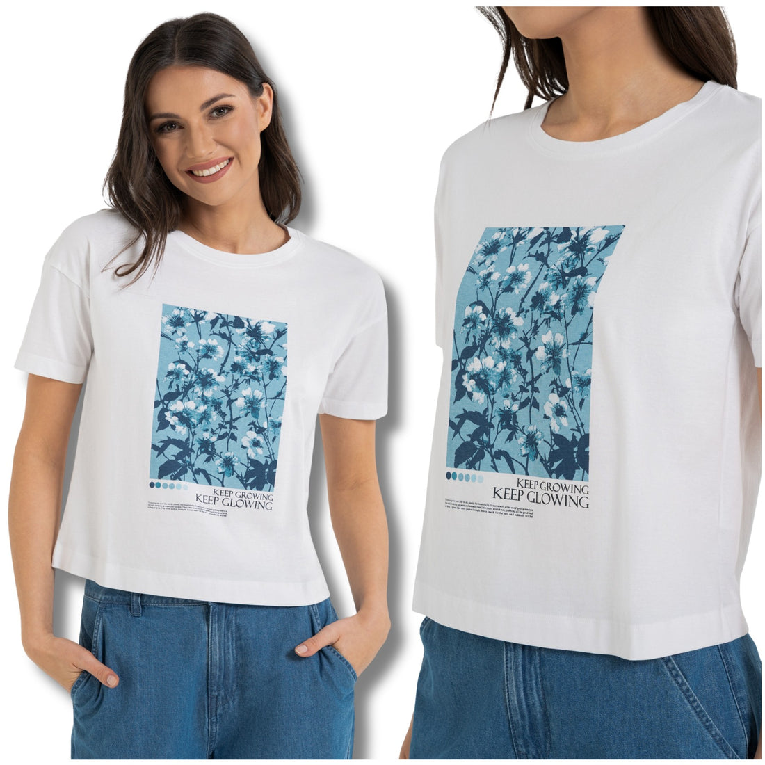 T-shirt damski z nadrukiem koszulka krótki rękaw wygodna bawełna