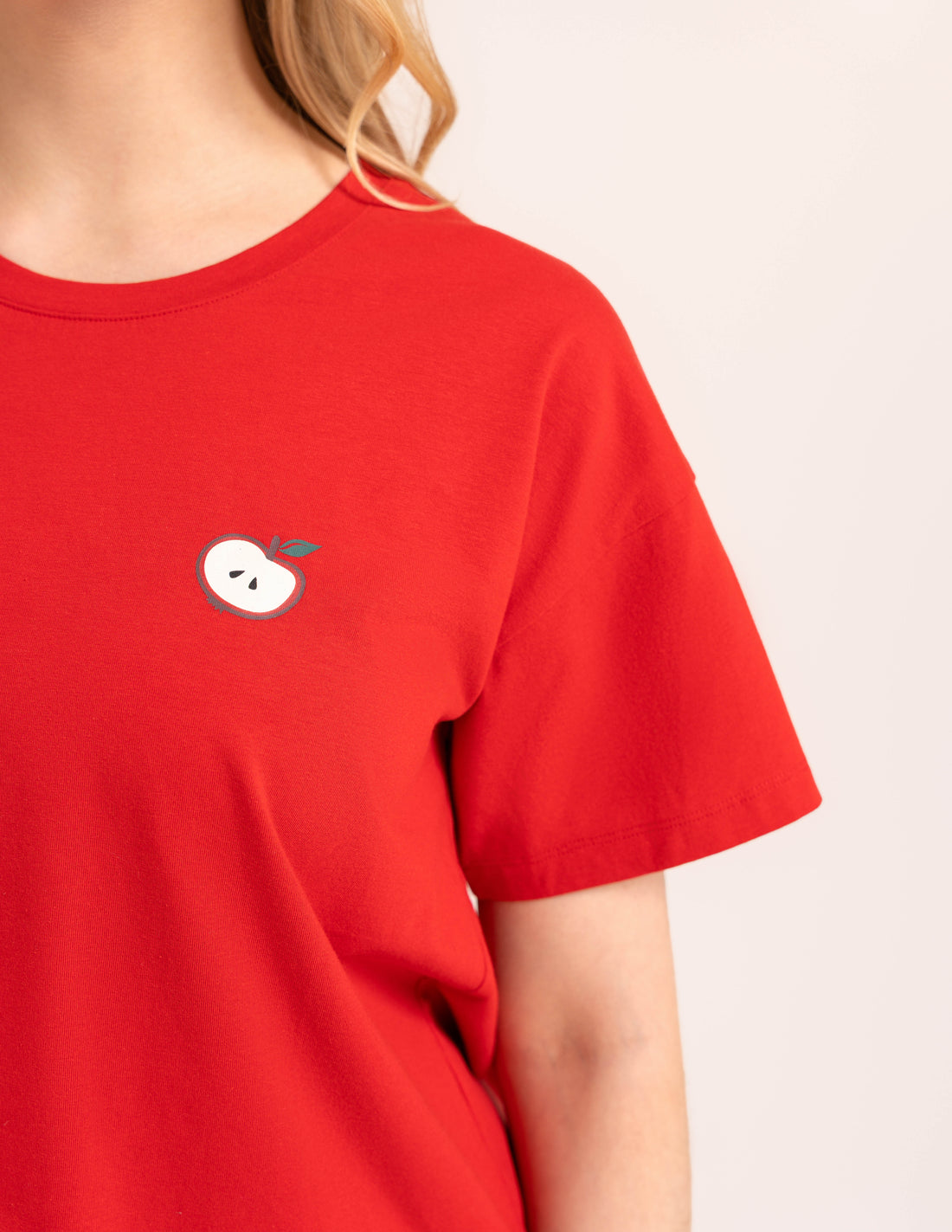 Piżama damska krótka wygodna luźny t-shirt szorty jabłka