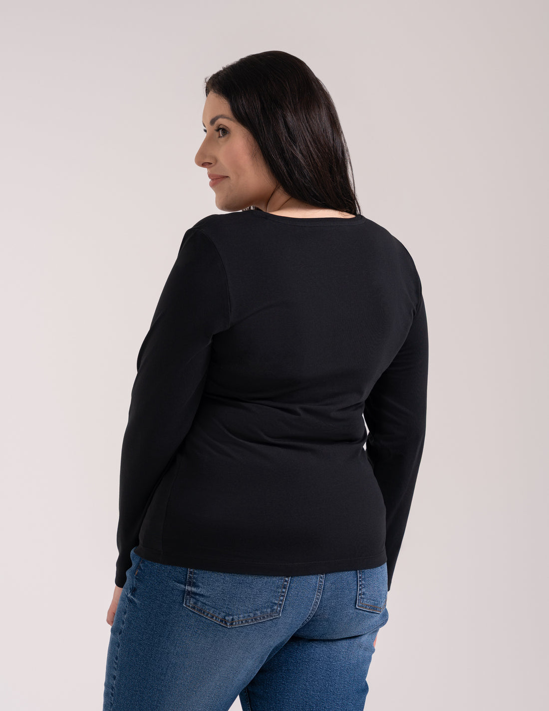Bluzka damska longsleeve bawełna slim basic dopasowana