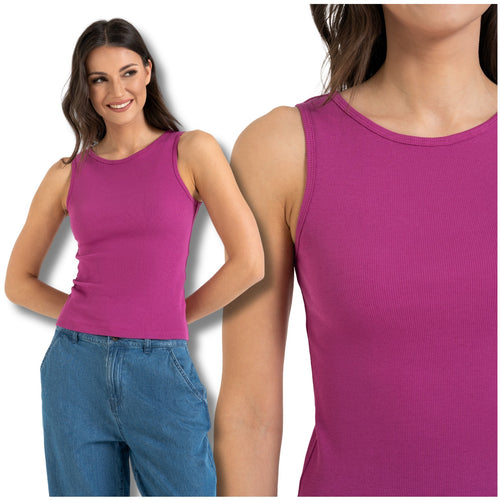 Prążkowany top damski tank-top koszulka bokserka podkoszulek
