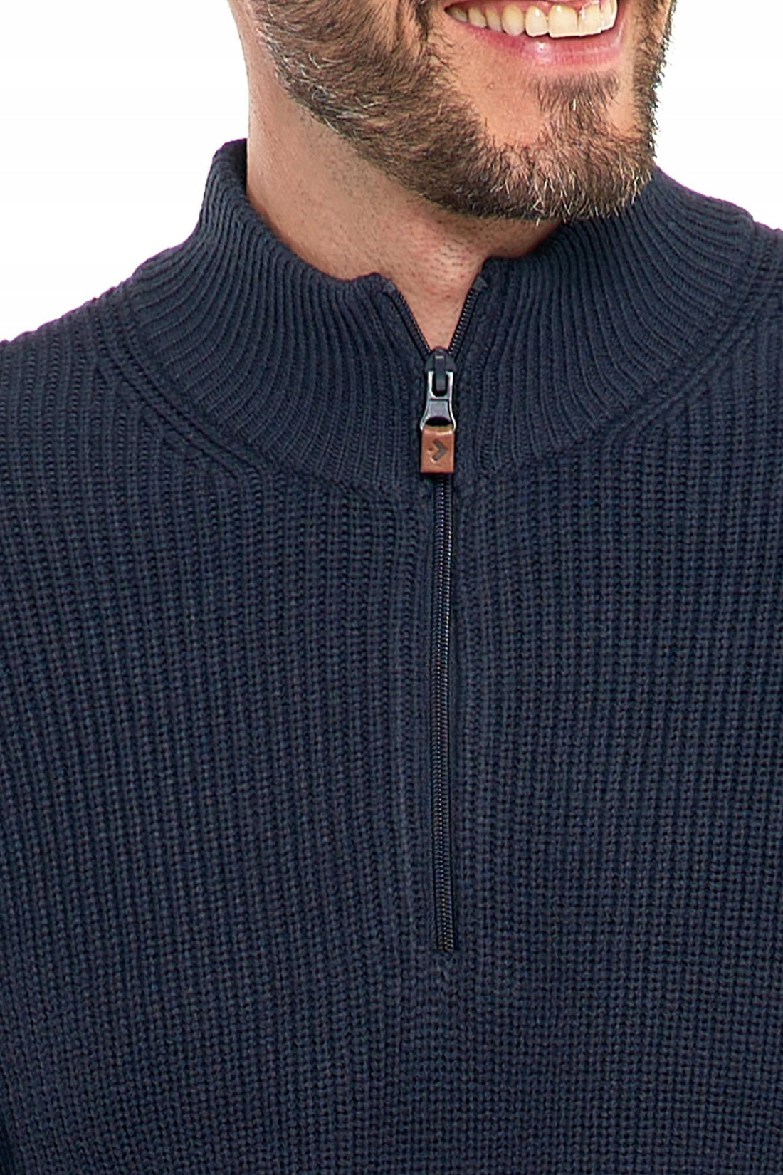 Sweter męski ze stójką zapinany pod szyją elegancki sweterek ciepły