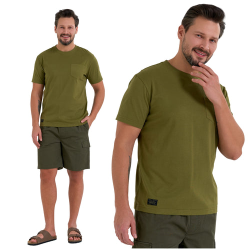 Elegancka koszulka t-shirt męski klasyczny gładki z kieszonką