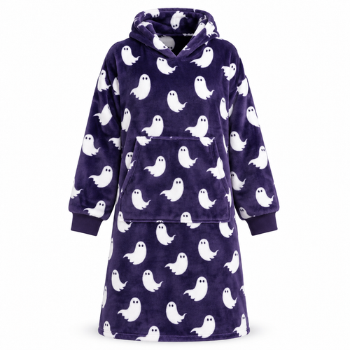 Bluza damska oversize typu koc z kapturem w duchy