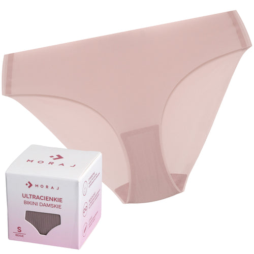 Figi damskie bezszwowe ultracienkie second skin prążkowane bikini