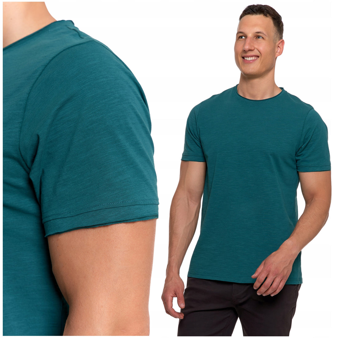 T-shirt męski z krótkim rękawem gładka koszulka bawełniana bluzka