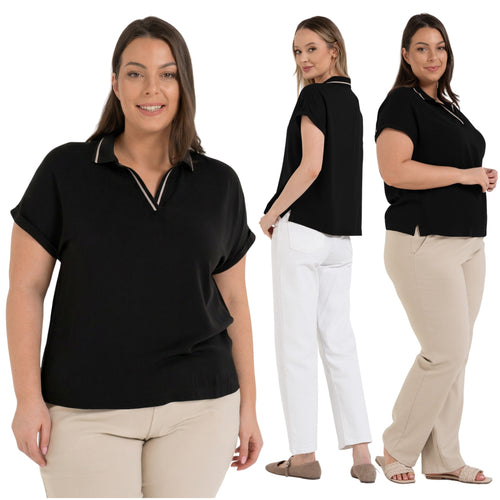 Bluzka damska polo ze 100% wiskozy – elegancja w wydaniu soft-casual
