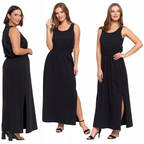 Elegancka sukienka damska maxi z rozcięciem długa suknia na lato