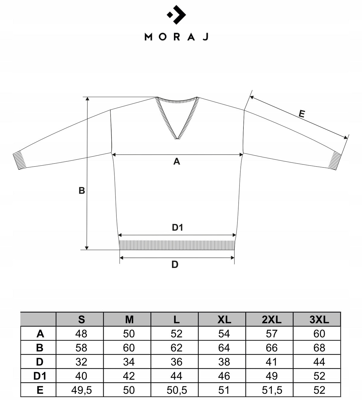 Tabela rozmiarów — Sweter damski różowy luźny dekolt w serek stylowy modny elegancki