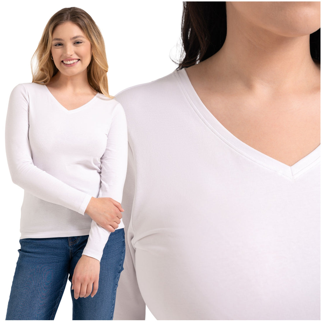 Bluzka damska longsleeve bawełna slim basic dopasowana