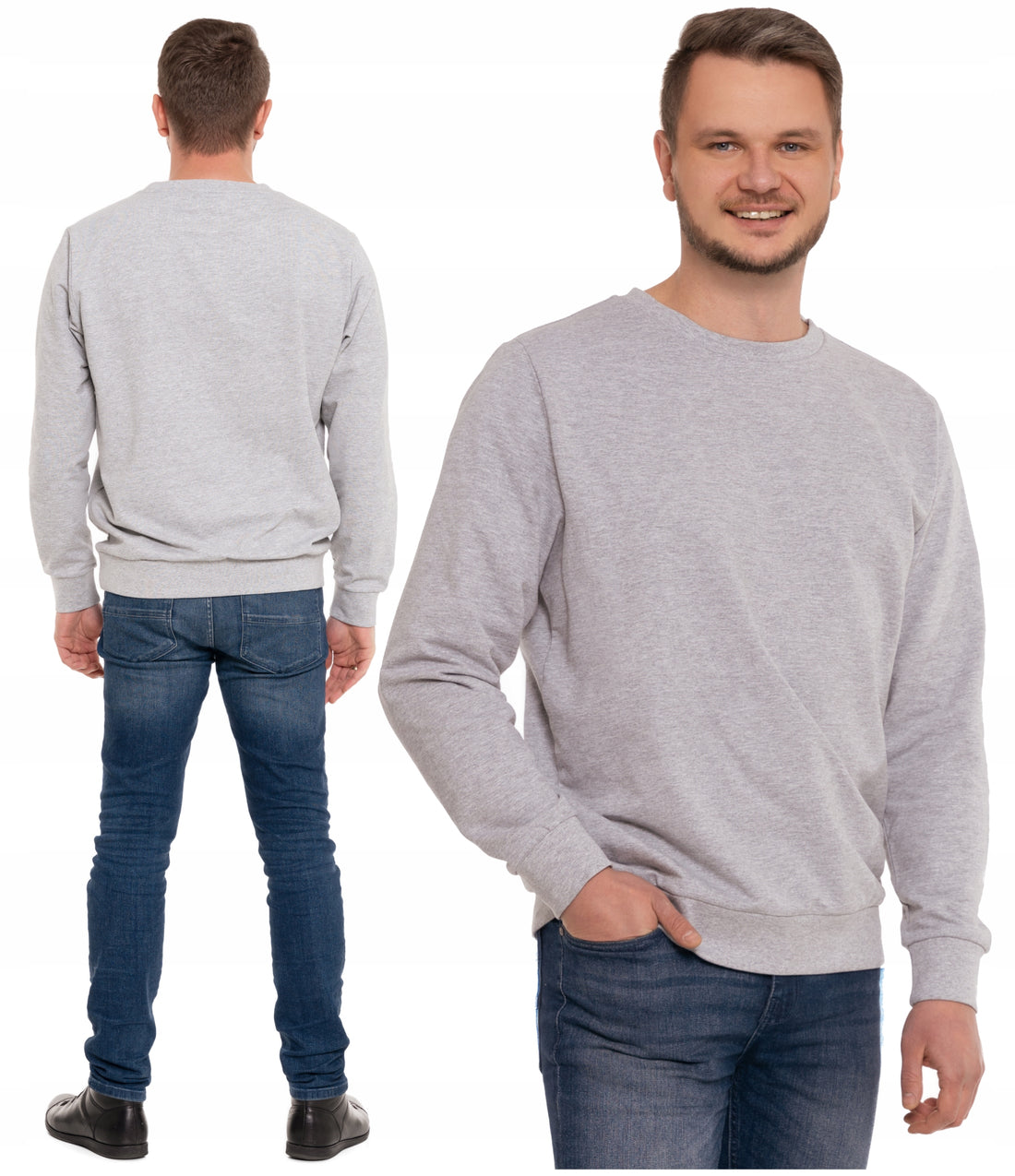 Bluza męska wkładana przez głowę bez kaptura bawełniana wygodna